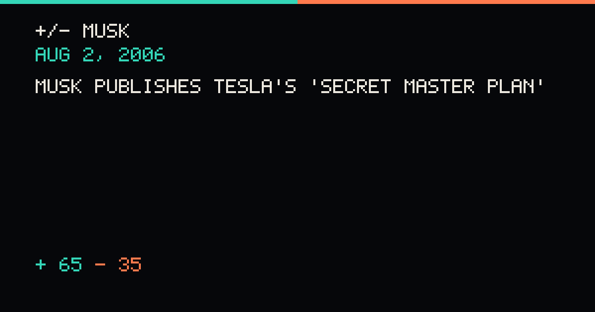 Musk publishes Tesla's 'Secret Master Plan'