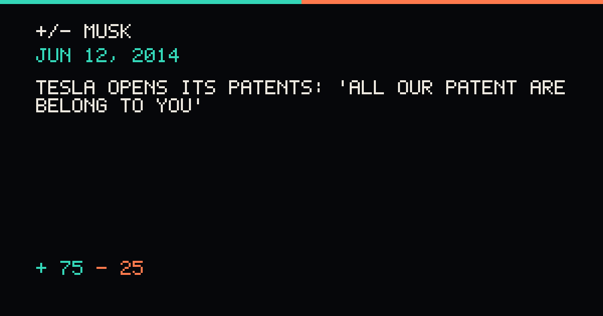 Tesla opens its patents: 'All Our Patent Are Belong To You'